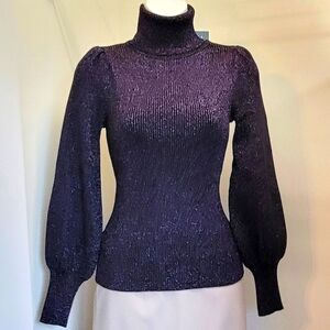 Ann Taylor Shimmer Puff Sleeve Turtleneck Sweater SZ: XXSP  NWT
